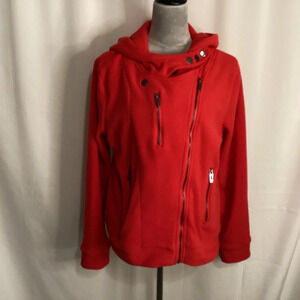 DOUBLJU jacket womens SZ XL red bomber fleece. Cozy warm soft edgy NWOT